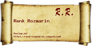 Renk Rozmarin névjegykártya